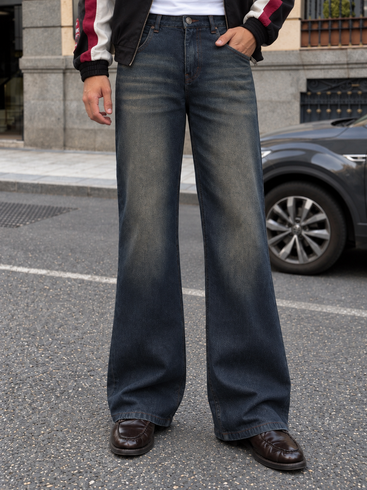Raw Wash Flare : Blue Baggy Bootcut Jeans