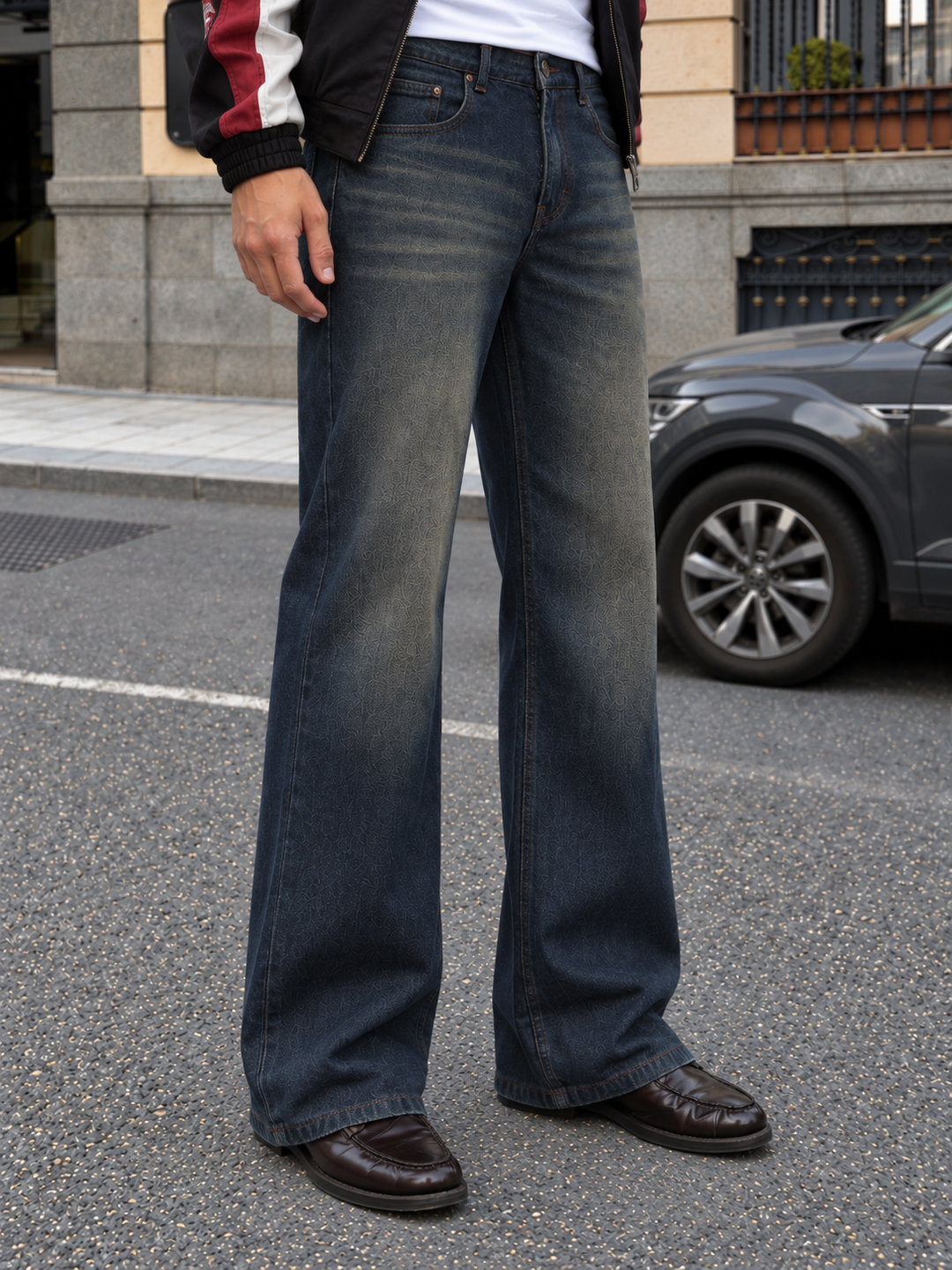 Raw Wash Flare : Blue Baggy Bootcut Jeans