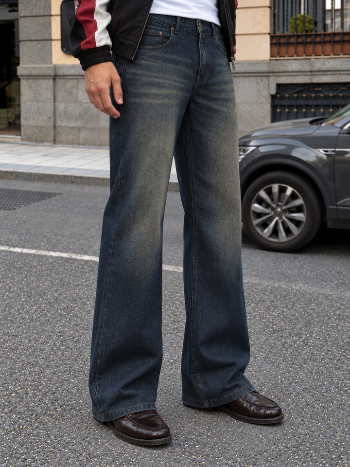 Raw Wash Flare : Blue Baggy Bootcut Jeans