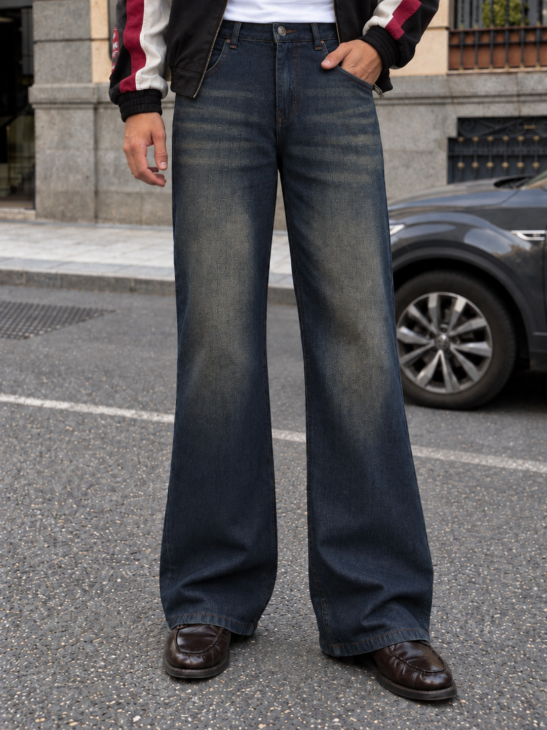 Raw Wash Flare : Blue Baggy Bootcut Jeans