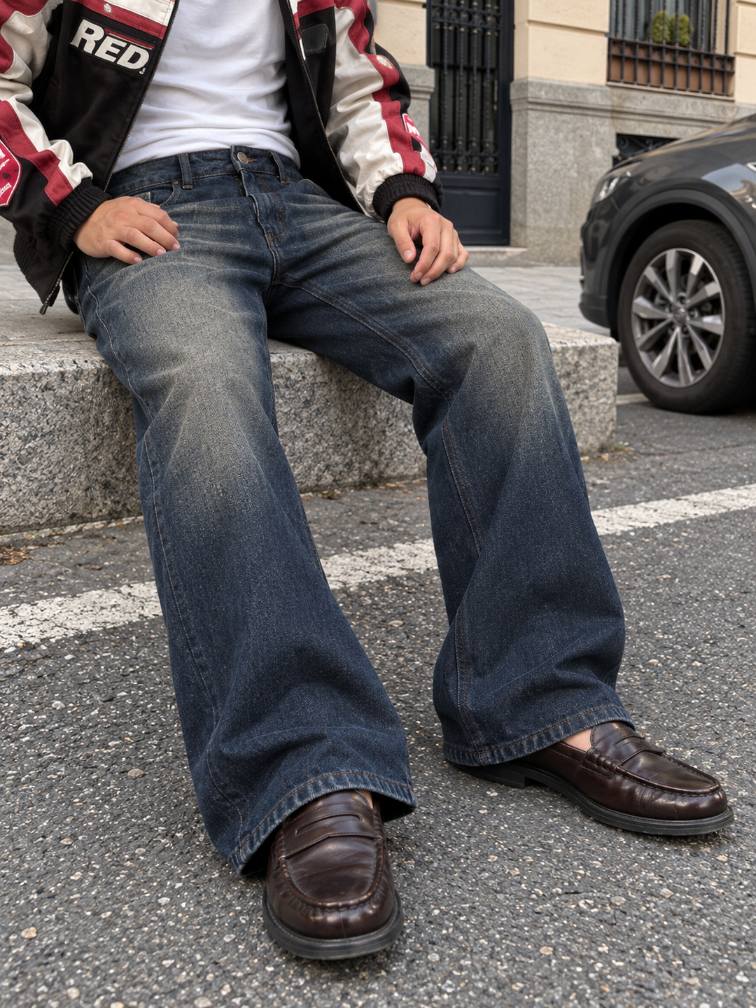 Raw Wash Flare : Blue Baggy Bootcut Jeans