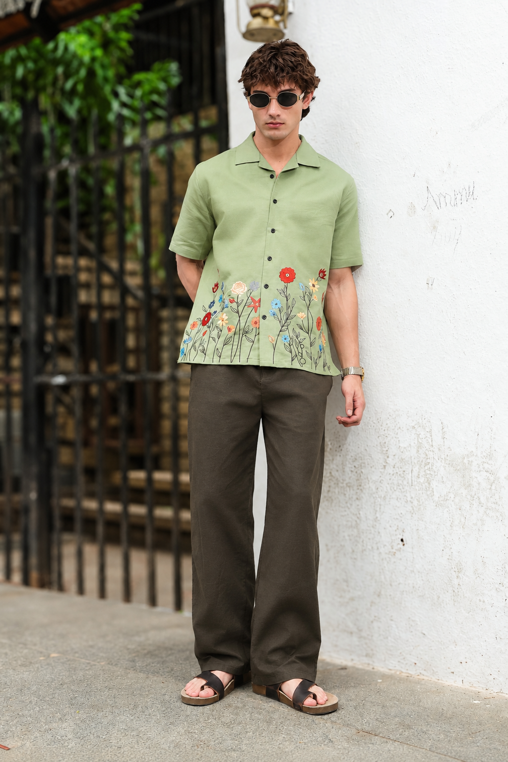 Linen : Muddy Relaxed Fit Trousers
