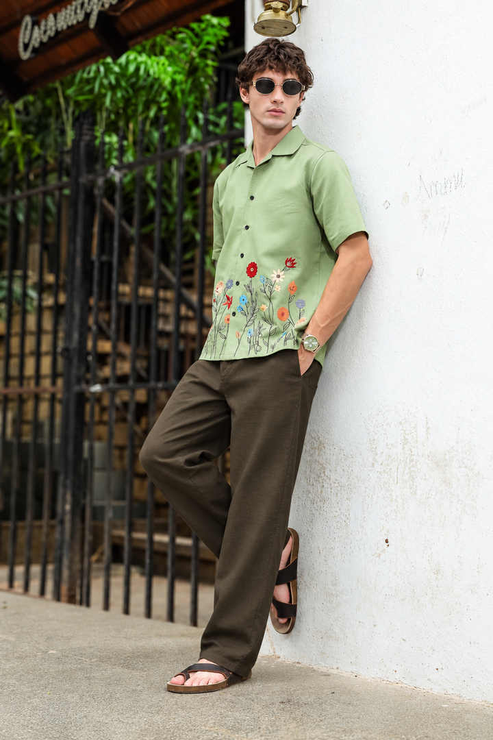 Linen : Muddy Relaxed Fit Trousers
