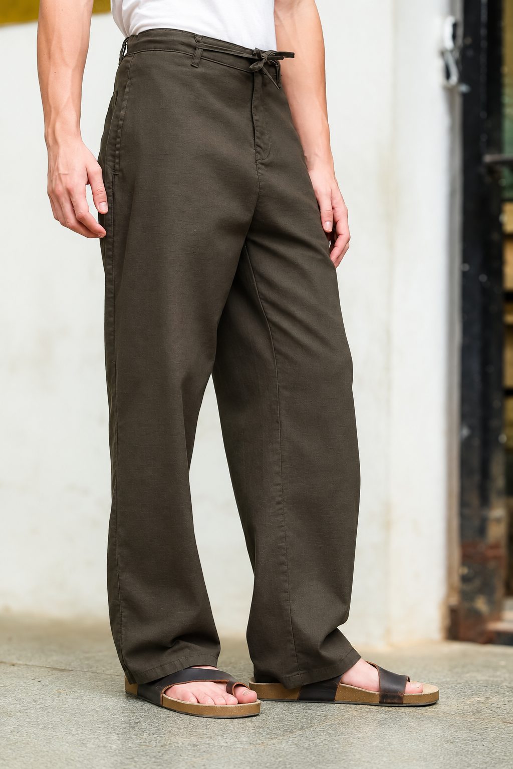 Linen : Muddy Relaxed Fit Trousers