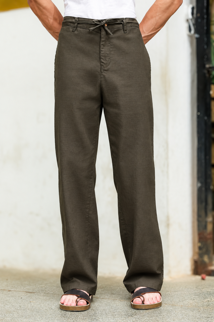 Linen : Muddy Relaxed Fit Trousers