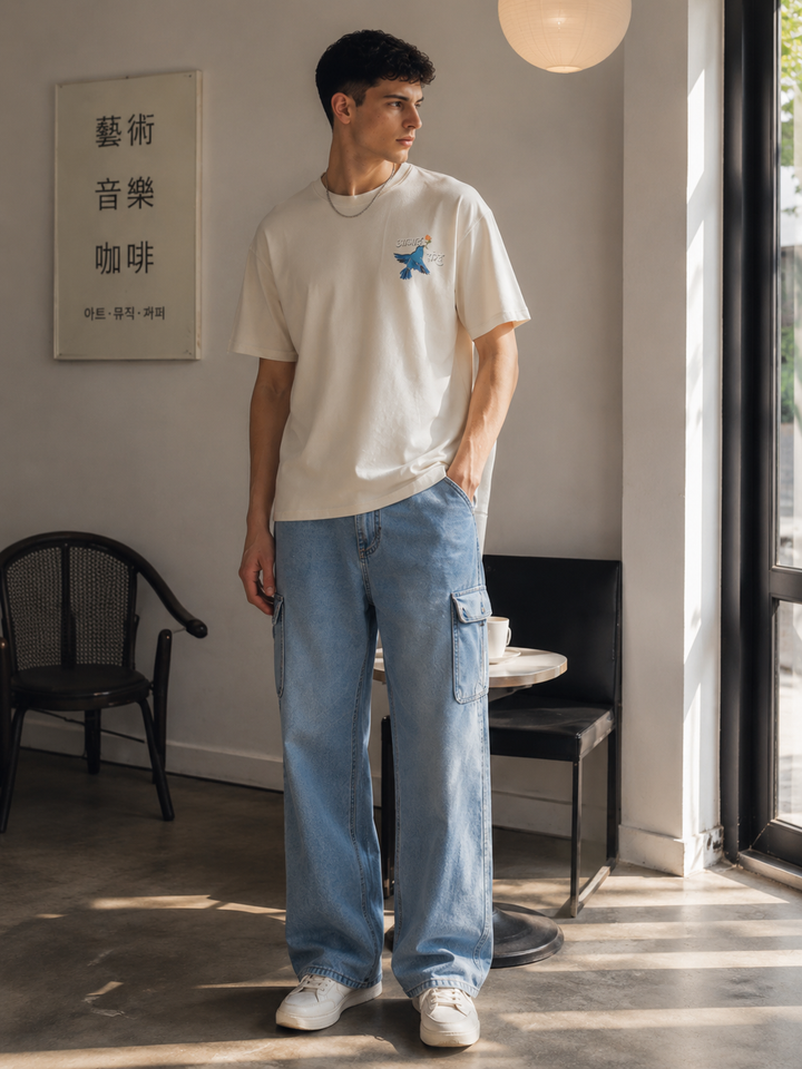 Azad Parinde: Light Blue oversized Tshirt