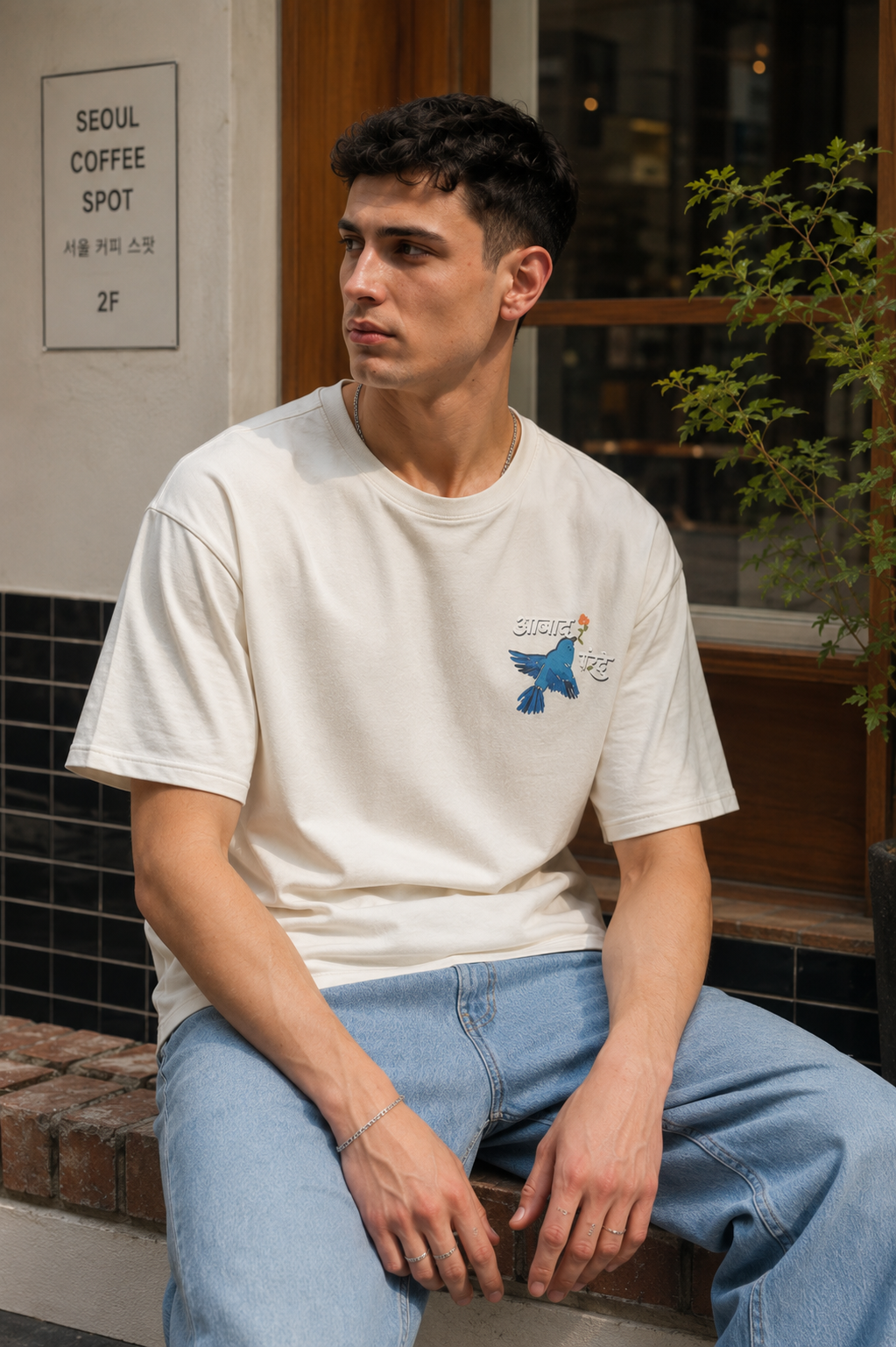 Azad Parinde: Light Blue oversized Tshirt