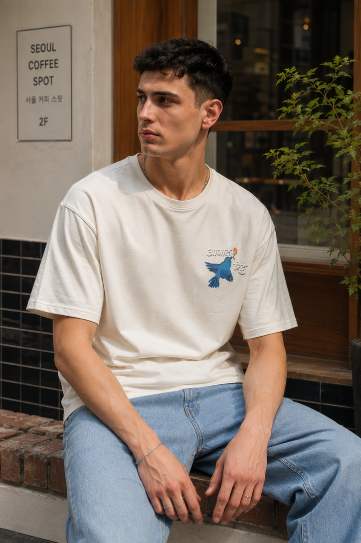 Azad Parinde: Light Blue oversized Tshirt
