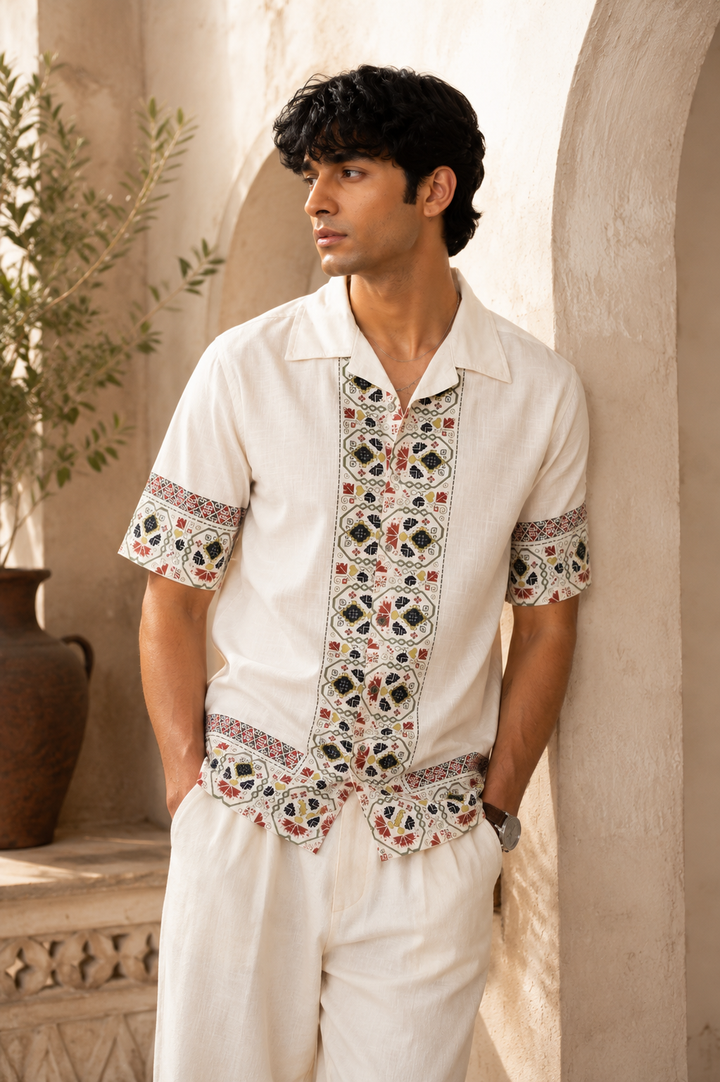 Tribal : Slub Printed Cuban Shirt