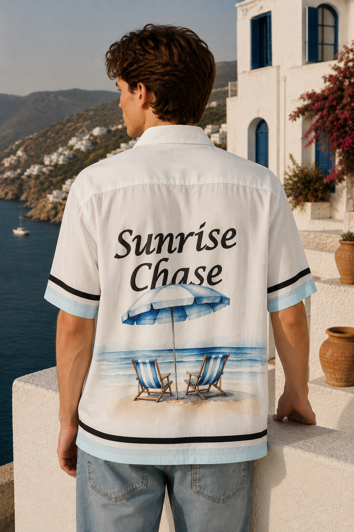 Sunrise Chase: White Oversized T-shirt