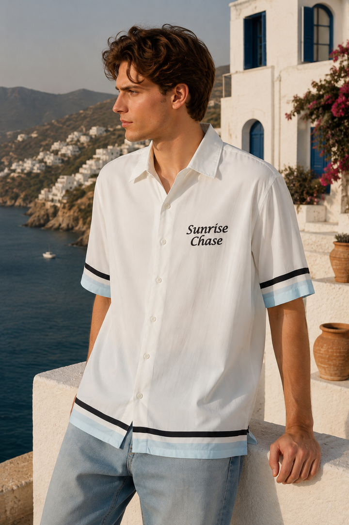 Sunrise Chase: White Oversized T-shirt