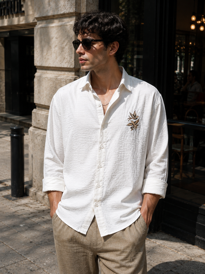Avians Embroidery : Textured Fabric Shirt