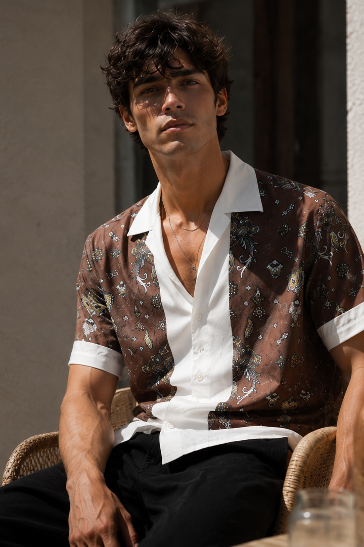 Bandana Block Printed Cuban Shirt