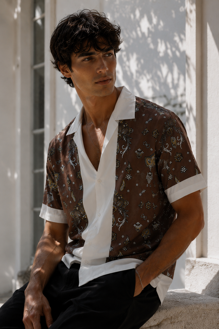 Bandana Block Printed Cuban Shirt