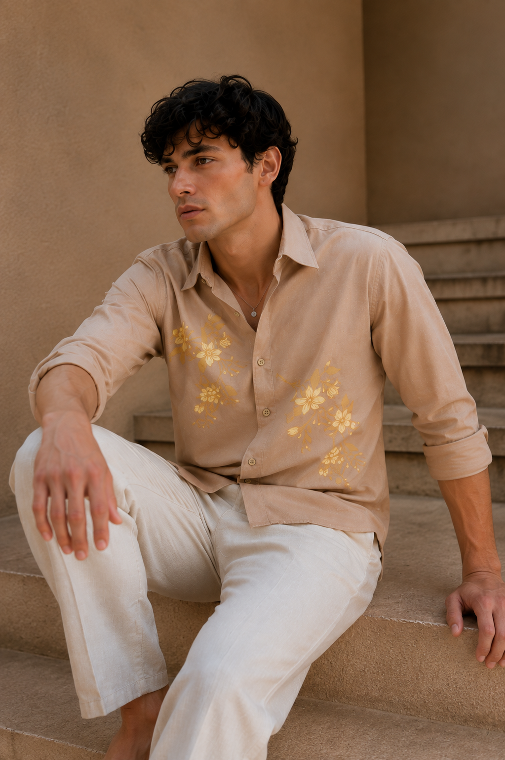 Unrefined Beauty Brown Printed Linen Shirt
