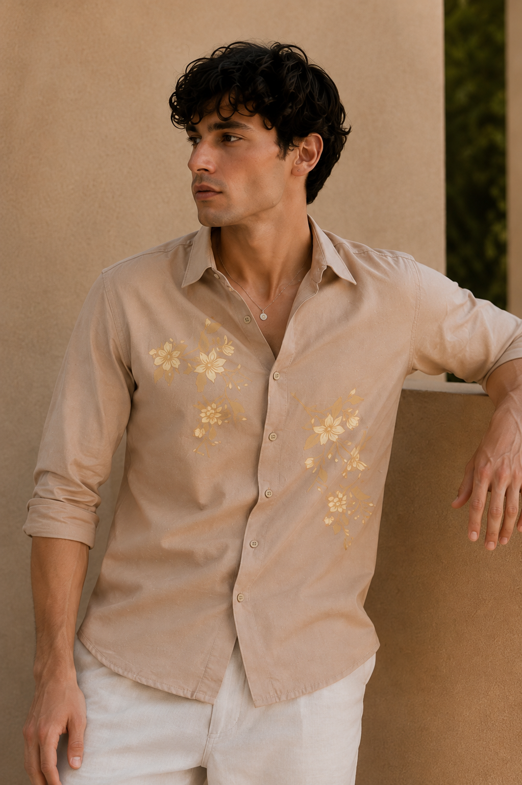 Unrefined Beauty Brown Printed Linen Shirt