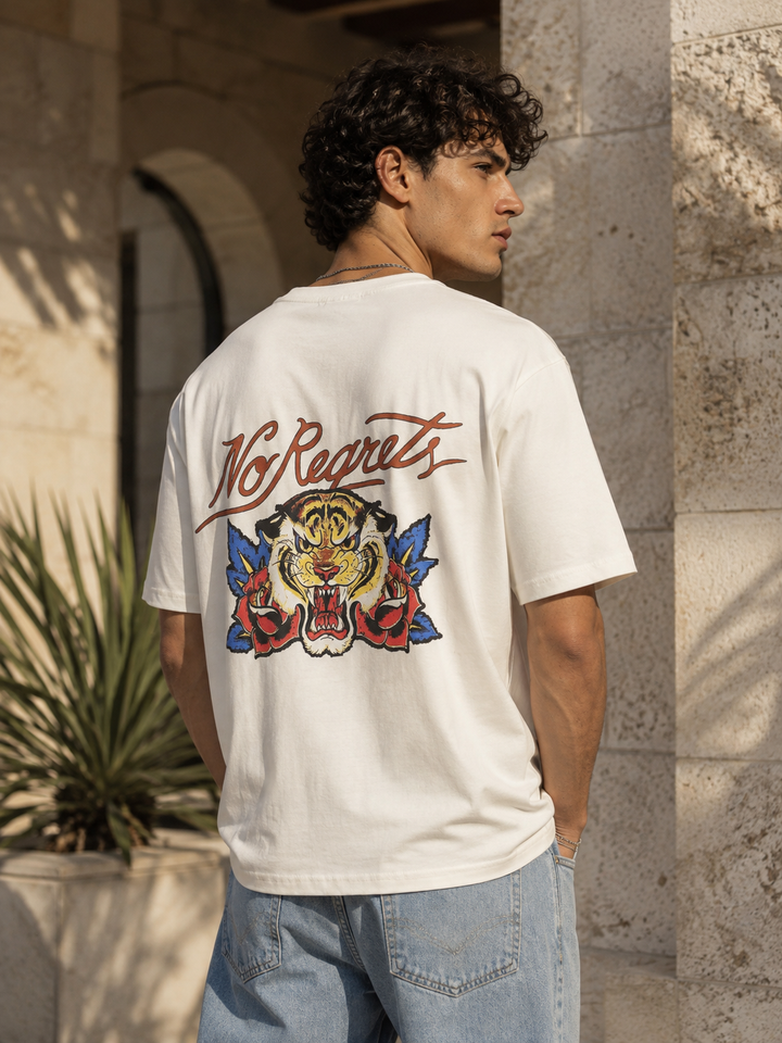 No Regrets: White Oversized T-shirt