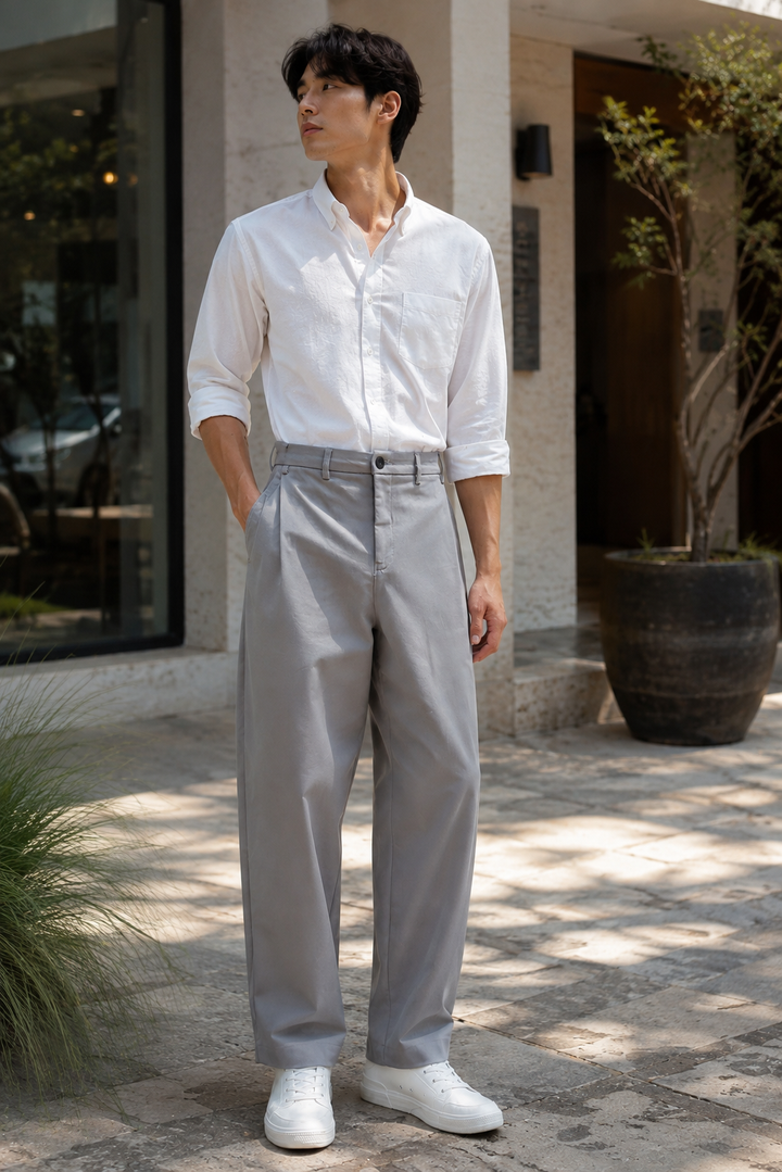Korean Pants : Mint Grey Trousers