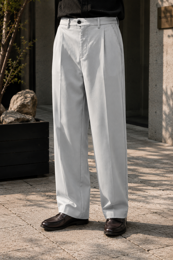 Korean Pants : Light Grey Trousers