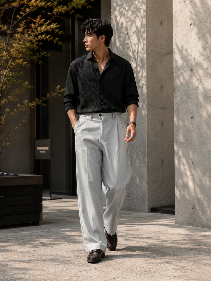 Korean Pants : Light Grey Trousers