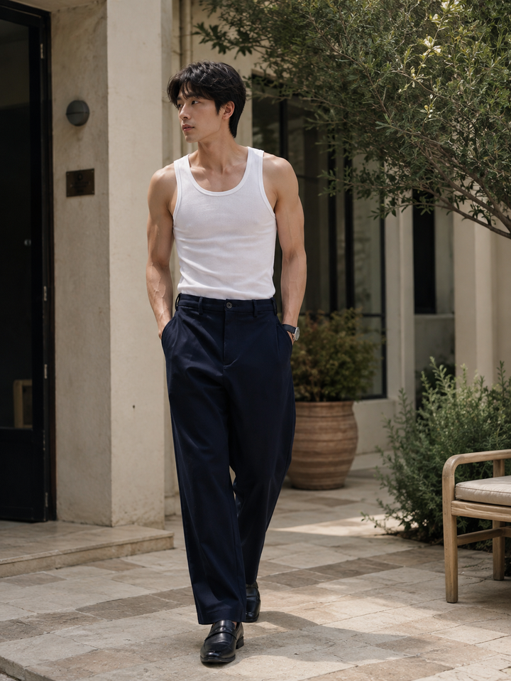 Korean Pants : Navy Trousers