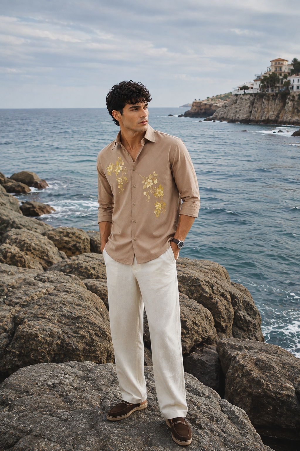 Unrefined Beauty Brown Printed Linen Shirt