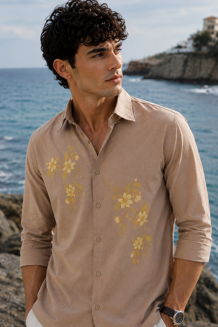 Unrefined Beauty Brown Printed Linen Shirt