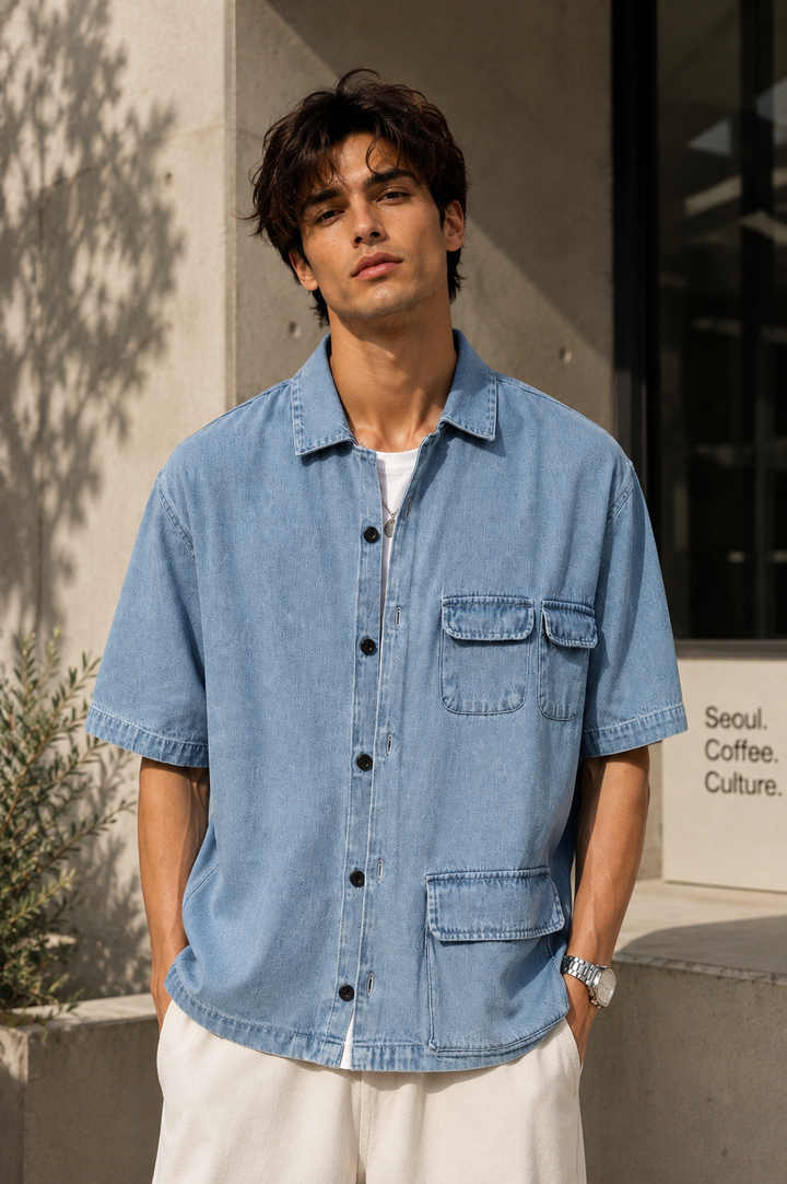 Denims: Multi Pocket Oversized Shirt