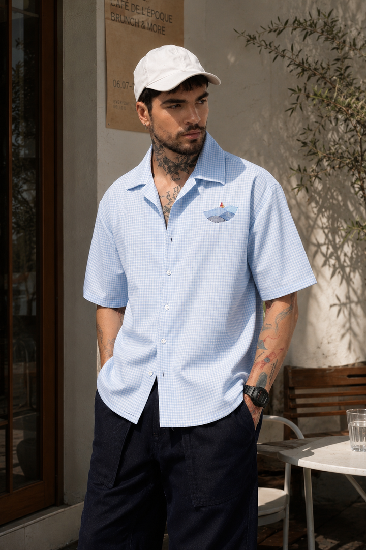 Plaid: Wreck Embroidery Oversized Shirt