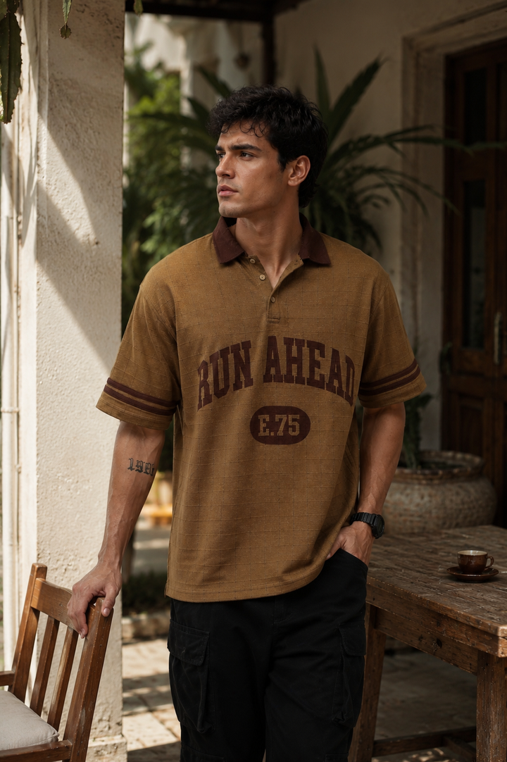 Run Ahead Oversized Brown Polo