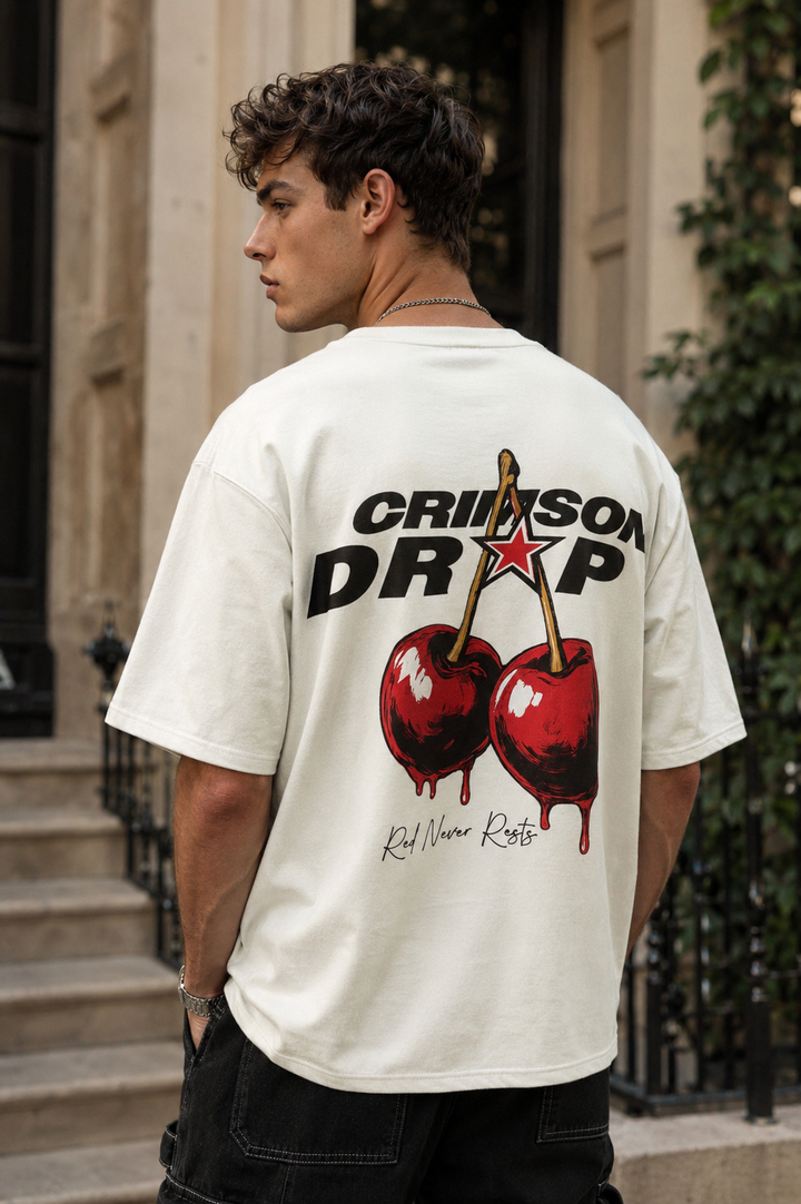 Crimson Drip: Light Blue Oversized Tshirt