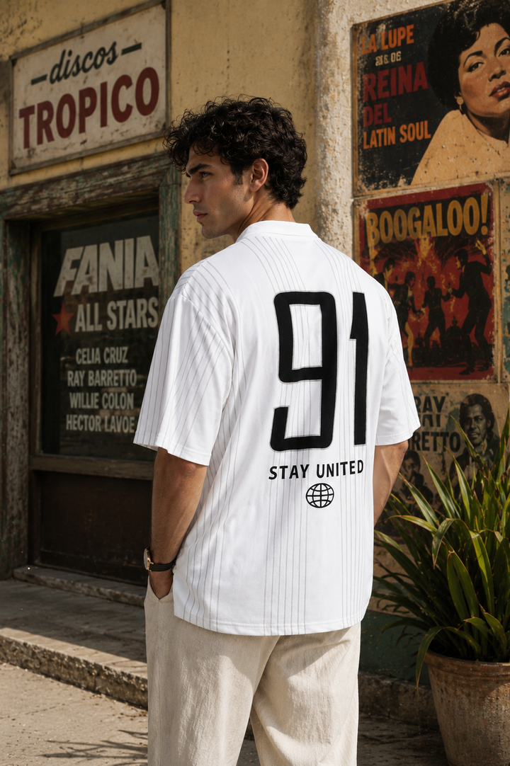 Hustle: White Oversized Polo T-shirt