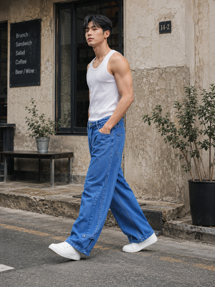 Twin- Flap Blue Cargo Pants