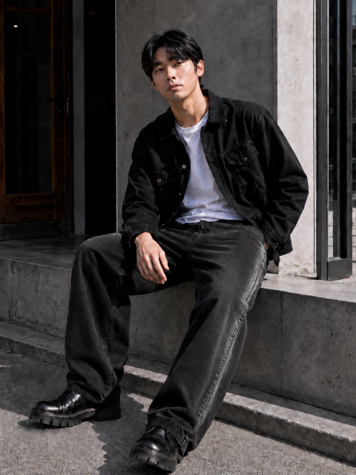 Side Faded: Black Jeans
