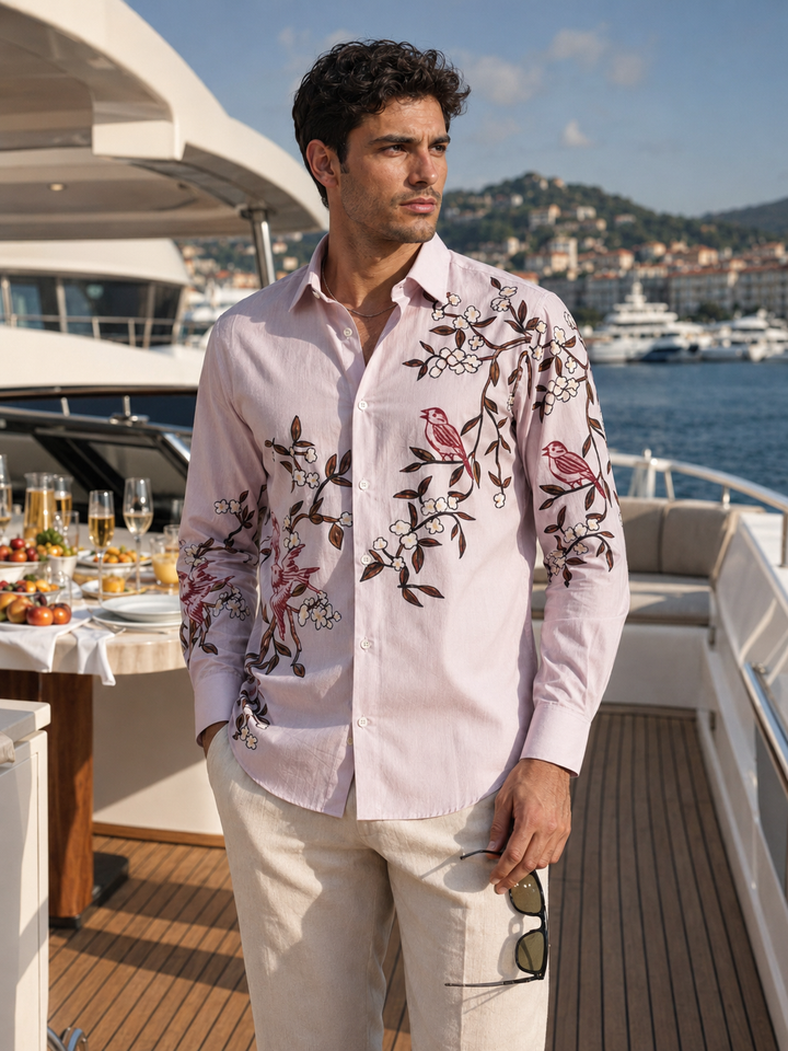 Humming Branches : Printed Cotton Shirt
