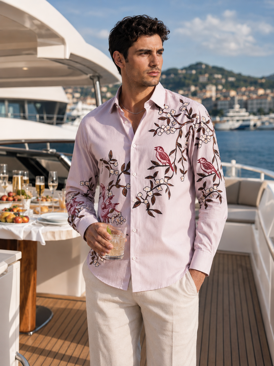 Humming Branches : Printed Cotton Shirt