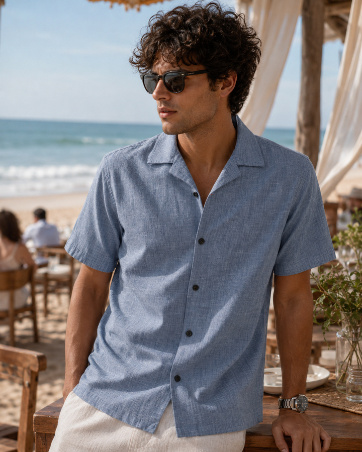 Classic Blue Cuban Shirt
