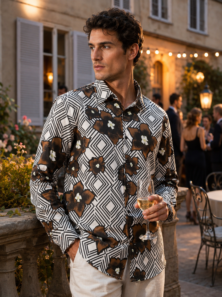 Brown Diamond floral Shirt
