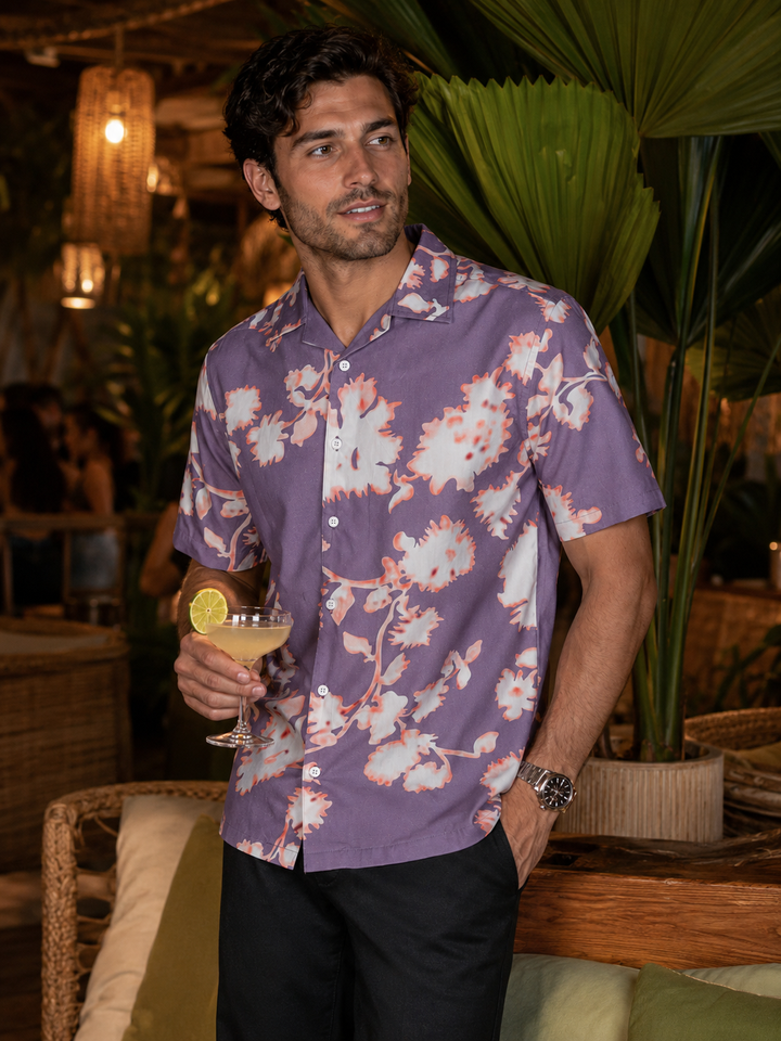 Lilac Floral Cuban Shirt