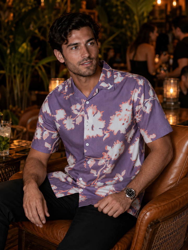 Lilac Floral Cuban Shirt