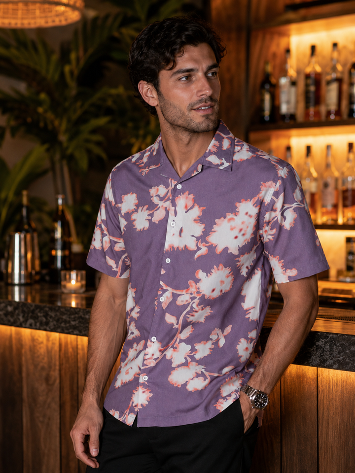 Lilac Floral Cuban Shirt