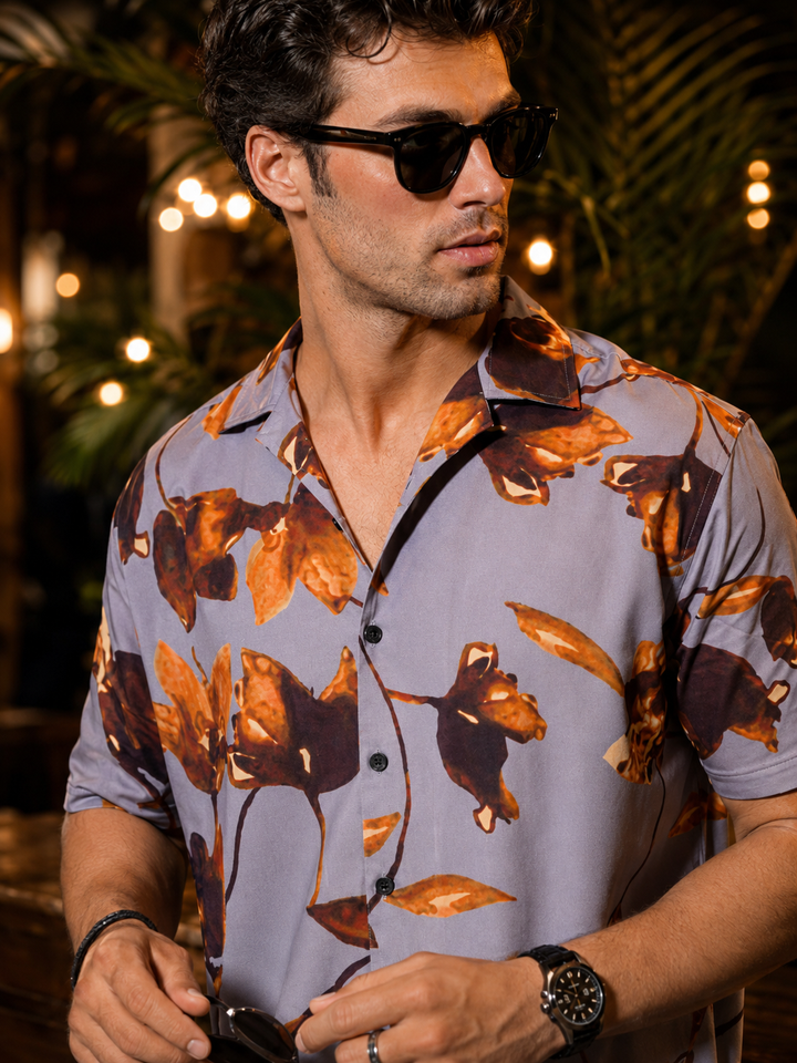 luminous flowers Cuban Shirt