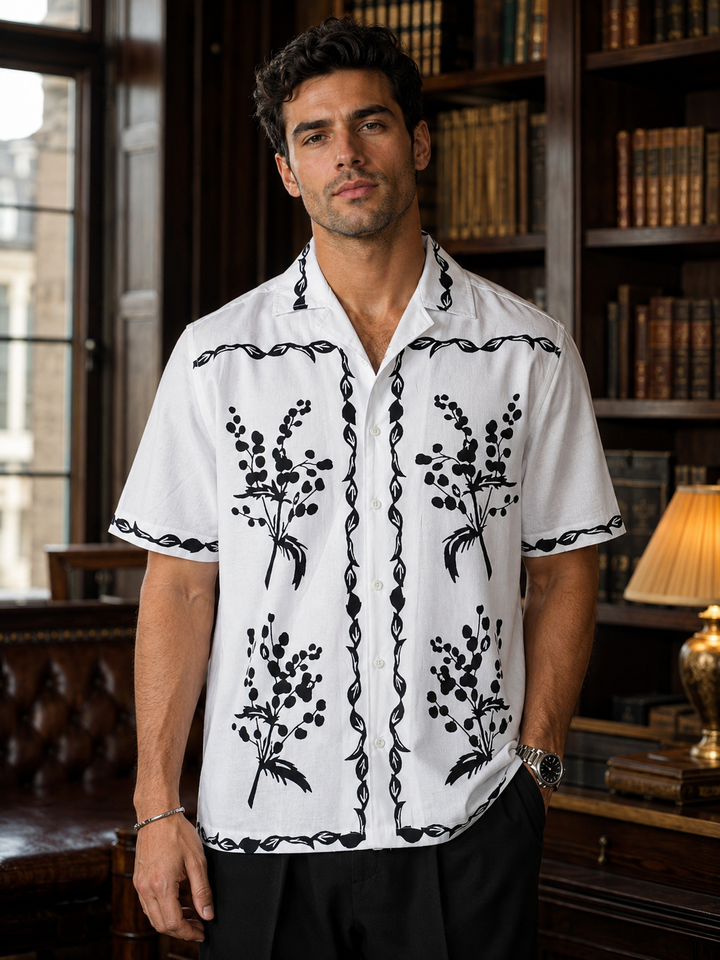 Monochrome Floral Cuban shirt