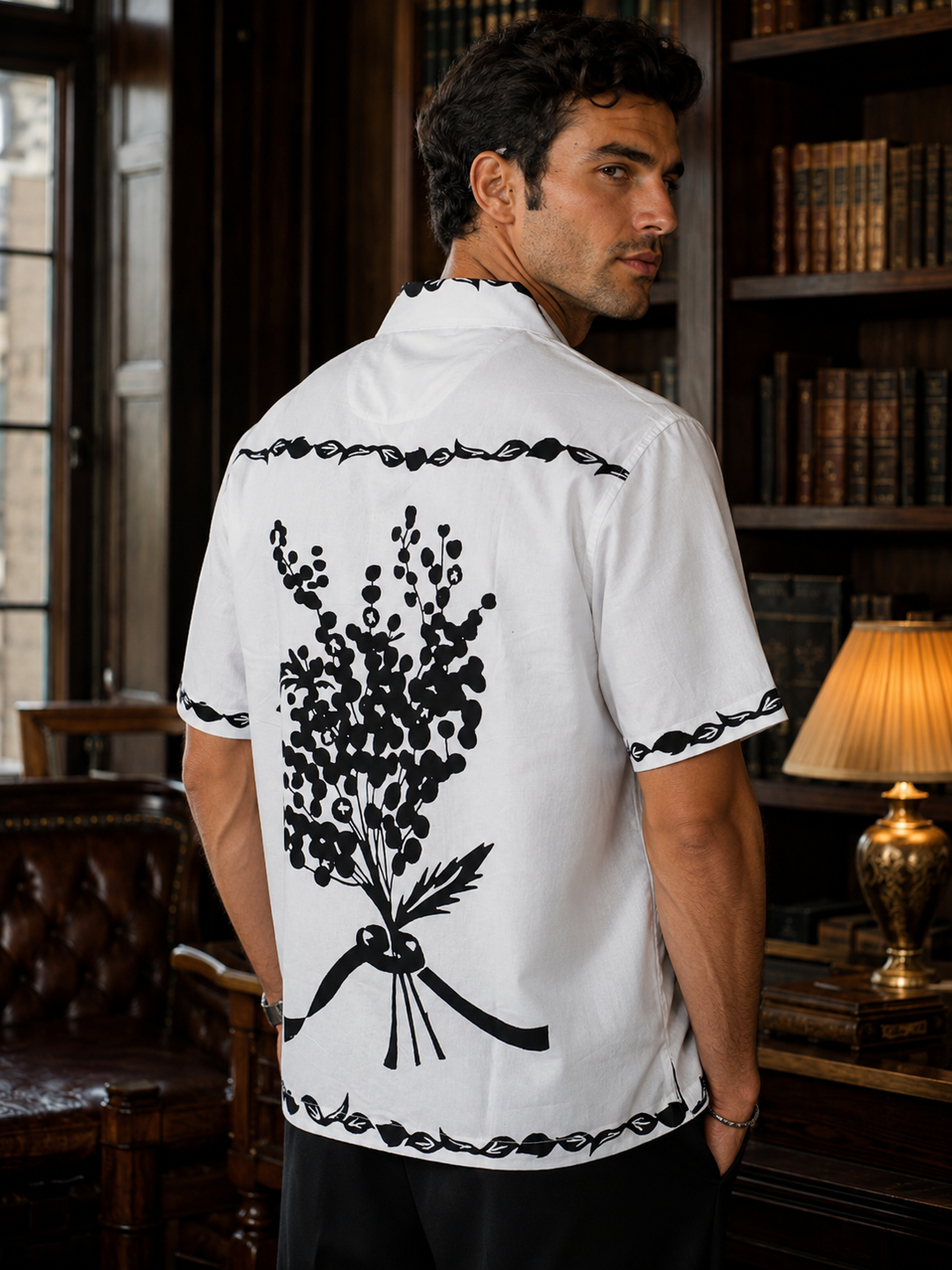 Monochrome Floral Cuban shirt