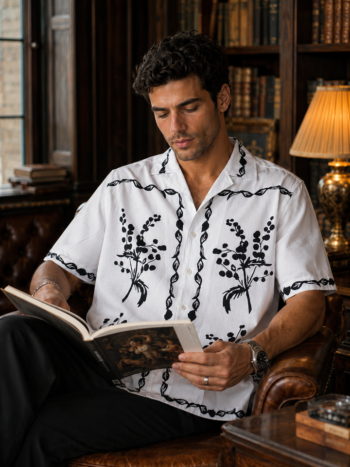 Monochrome Floral Cuban shirt
