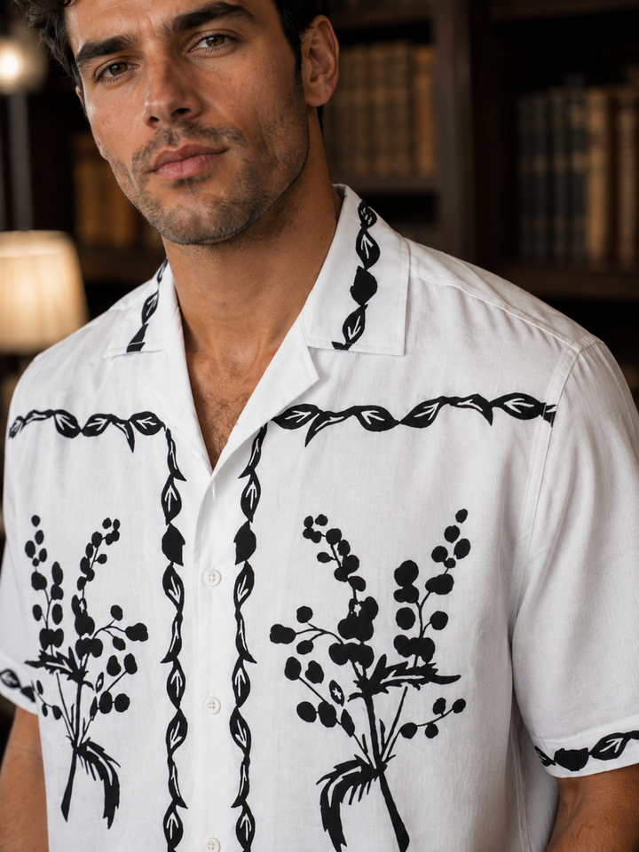 Monochrome Floral Cuban shirt