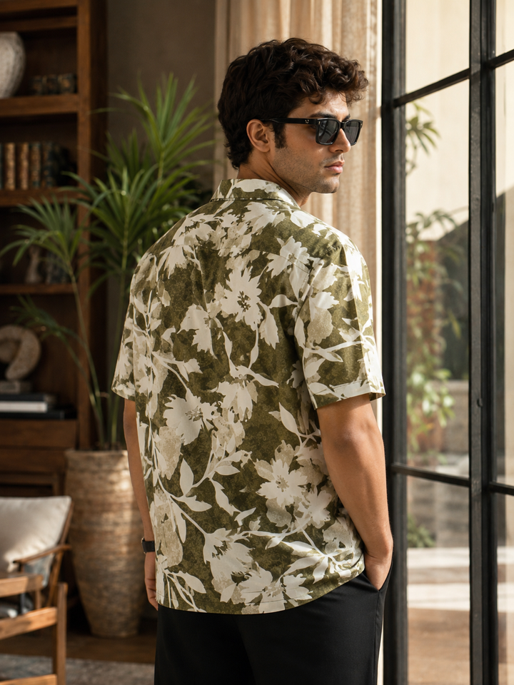 Sage Flower Cuban Shirt