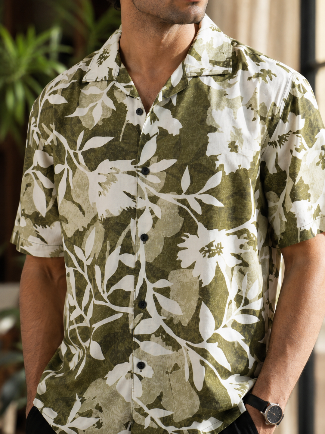 Sage Flower Cuban Shirt