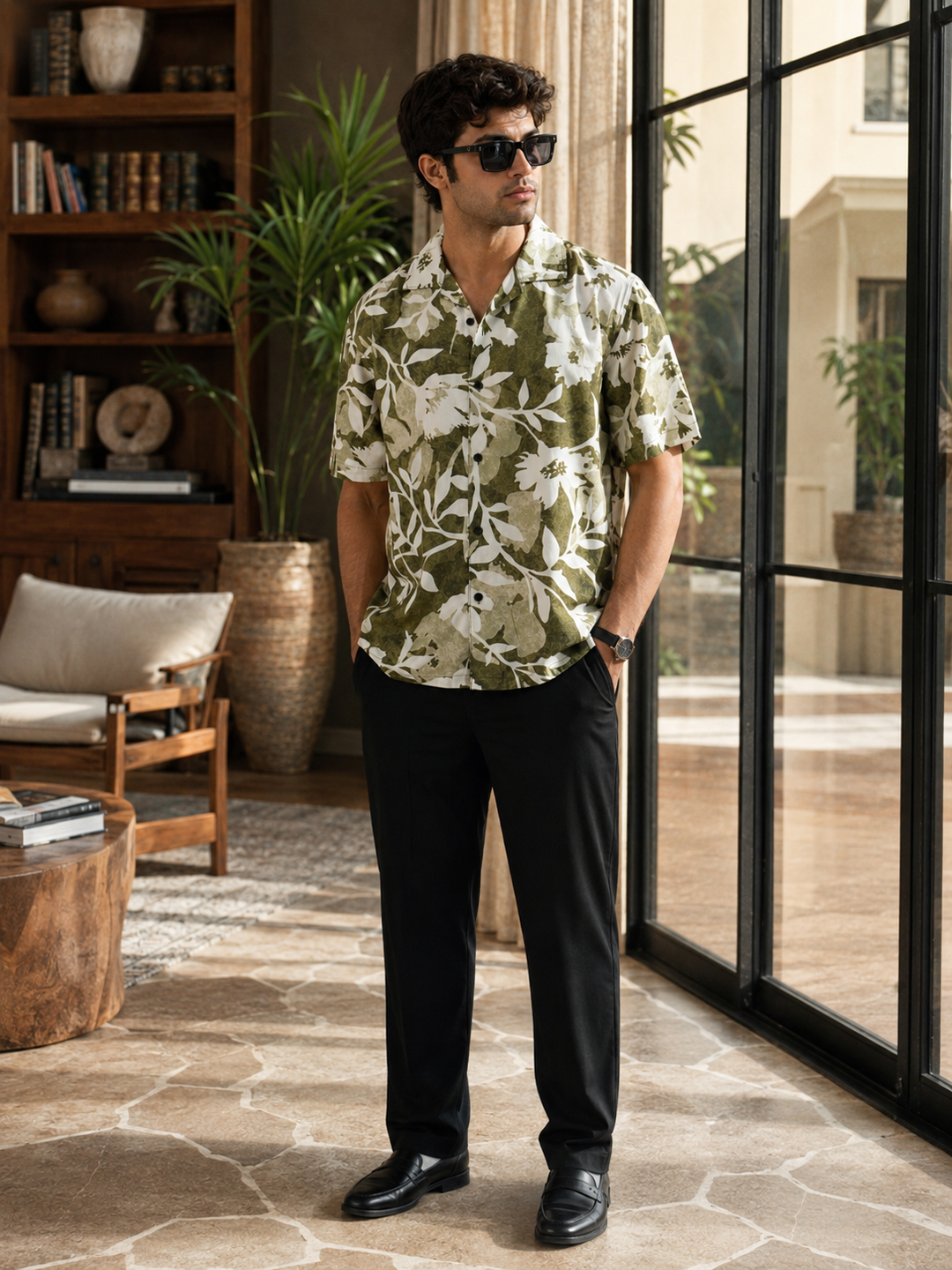 Sage Flower Cuban Shirt