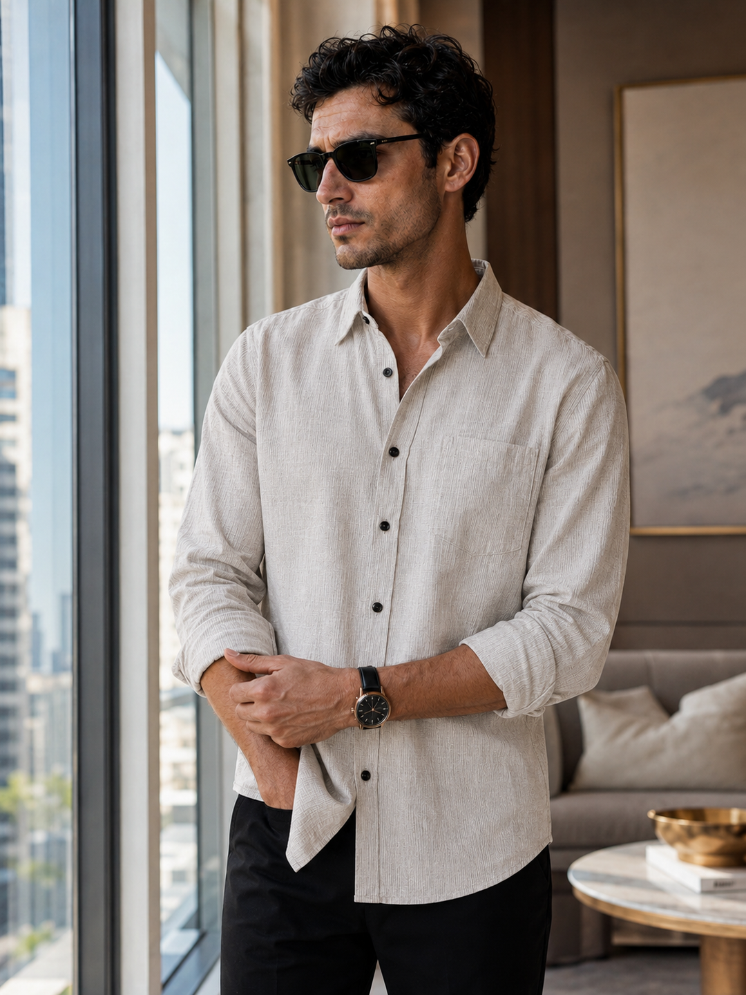 Thrive: Cream Checks Shirt